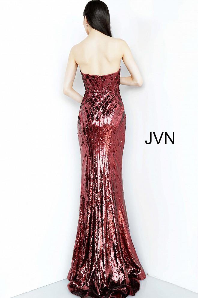 JVN By Jovani Long  Prom Gown JVN2239 Burgundy - The Dress Outlet Jovani
