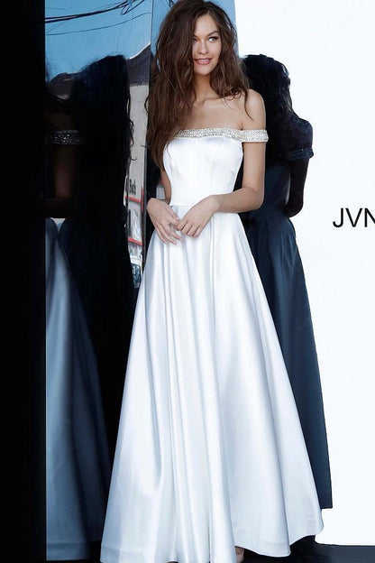 JVN By Jovani Long Wedding Dress JVN2282 Off White - The Dress Outlet Jovani