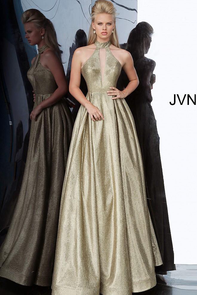 JVN By Jovani Long Ball Gown JVN2368 Bronze/Silver - The Dress Outlet Jovani