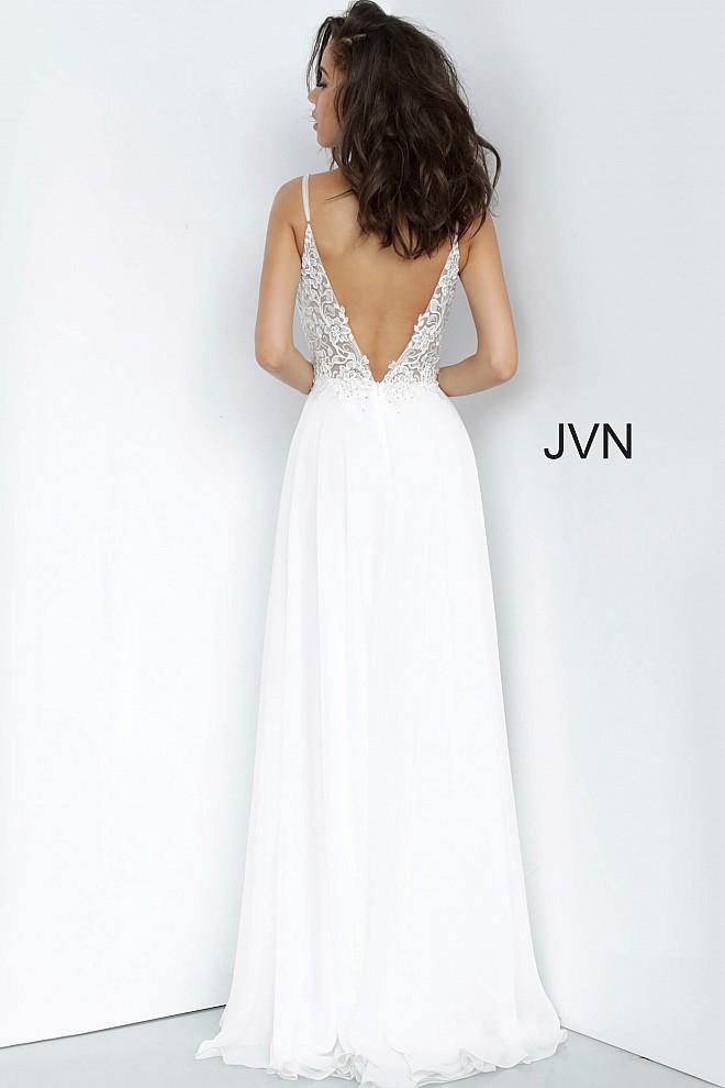 JVN By Jovani Long Prom Dress JVN2390 Off White - The Dress Outlet Jovani