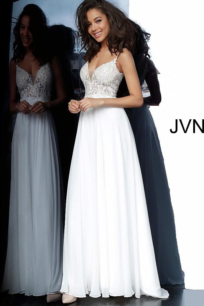 JVN By Jovani Long Prom Dress JVN2390 Off White - The Dress Outlet Jovani
