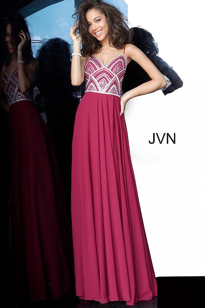 JVN By Jovani Long Formal Prom Dress JVN2405 Wine - The Dress Outlet Jovani