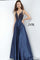 JVN By Jovani Beaded Long Prom Gown JVN2469 Navy - The Dress Outlet Jovani