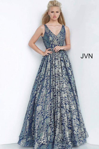JVN By Jovani Long Prom Dress JVN2486 Navy/Green - The Dress Outlet Jovani