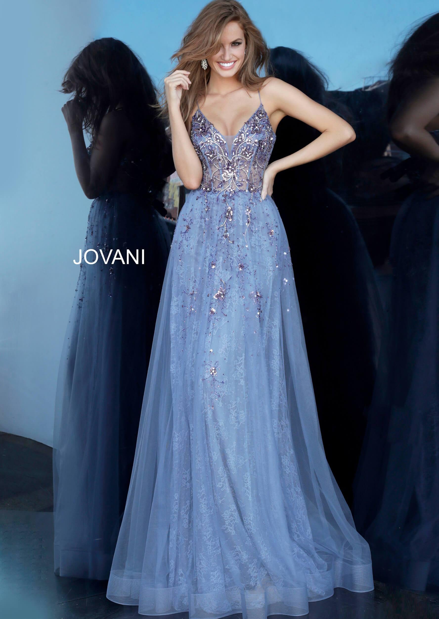 Jovani 2526 Long Spaghetti Strap Prom Gown | The Dress Outlet