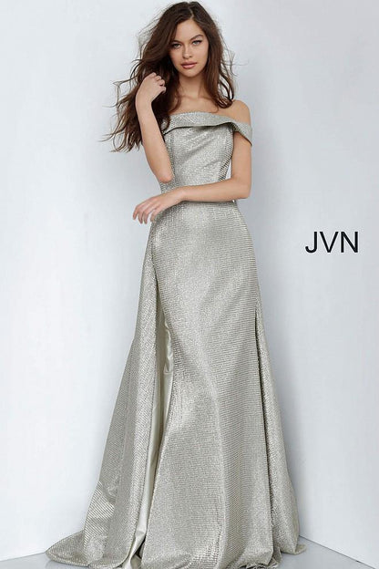 JVN By Jovani Long Prom Dress JVN2547 Light Gold - The Dress Outlet Jovani