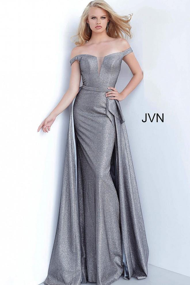 JVN By Jovani Off the Shoulder V Neck Prom Dress JVN2560 - The Dress Outlet Jovani