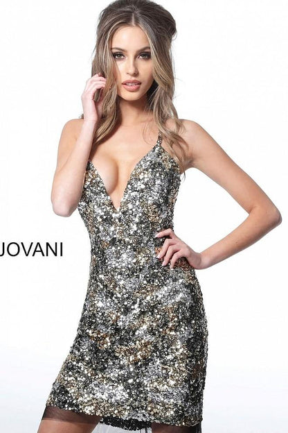 Jovani  Short Sequin Cocktail Dress JVN3151 - The Dress Outlet