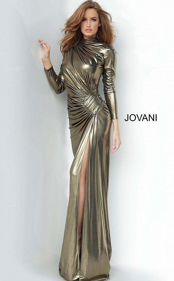 JVN By Jovani Prom Long Metallic Prom Dress JVN3172 - The Dress Outlet Jovani