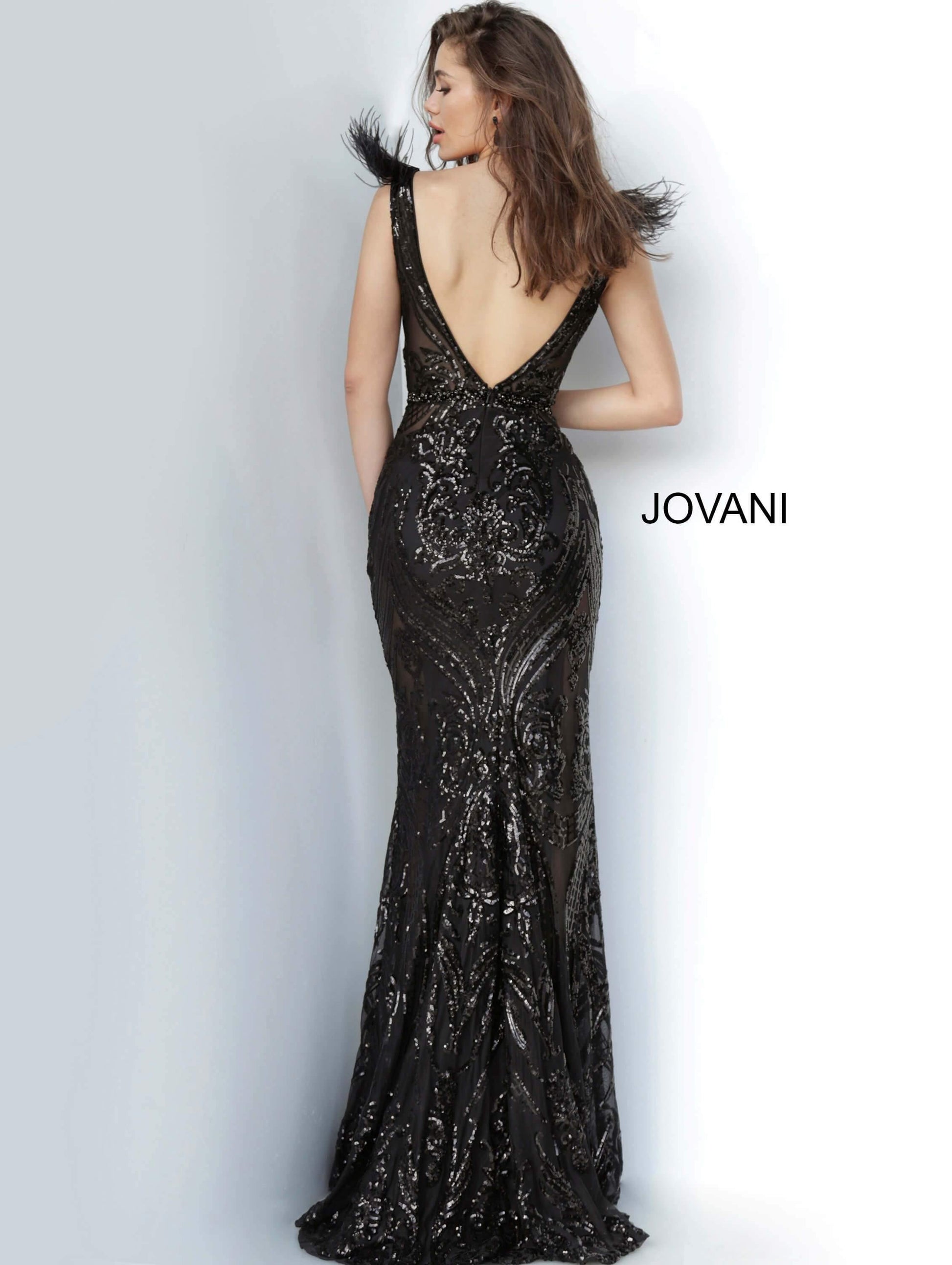 Jovani 3180 Long Cap Sleeve Prom Dress