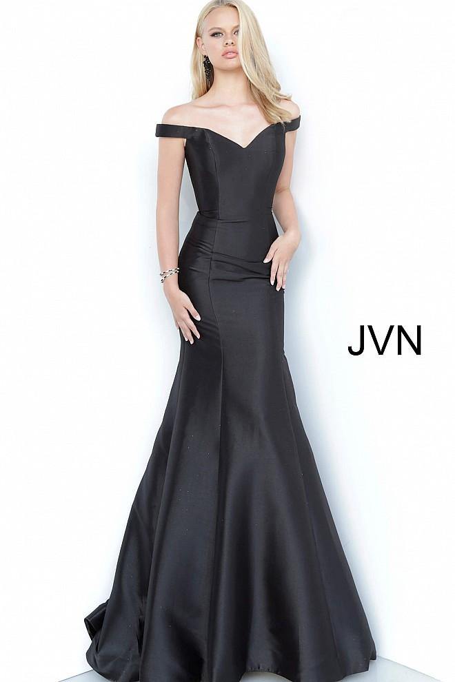 JVN By Jovani Long Mermaid Prom Gown JVN3245 Black - The Dress Outlet Jovani