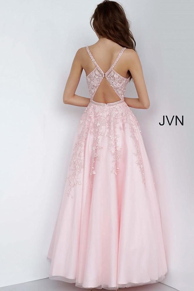 JVN By Jovani Long Prom Gown JVN3388 Light Pink - The Dress Outlet Jovani
