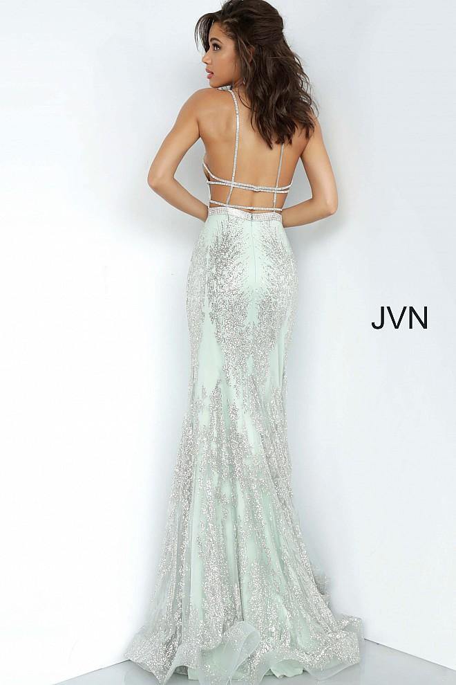 JVN By Jovani Long Formal Prom Dress JVN3663 Mint - The Dress Outlet Jovani