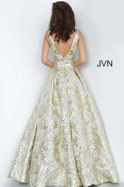 JVN By Jovani Long Prom Ball Gown JVN3809 Green/Gold - The Dress Outlet Jovani