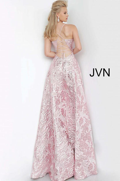 JVN by Jovani A Line Plunging Neckline Prom Long Gown JVN3820 - The Dress Outlet Jovani