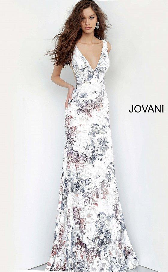Jovani 4074 Long Formal Print Prom Dress