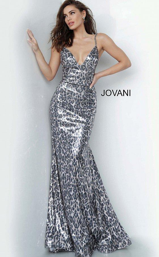 Jovani 4087 Prom Long Animal Print Dress
