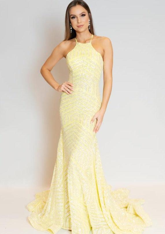 Jovani 4132 Long Formal Halter Prom Gown