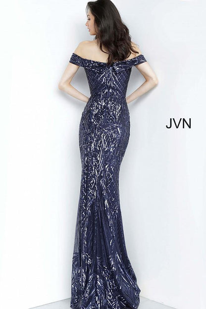 JVN by Jovani Prom Evening Long Dress JVN4238 Navy - The Dress Outlet Jovani