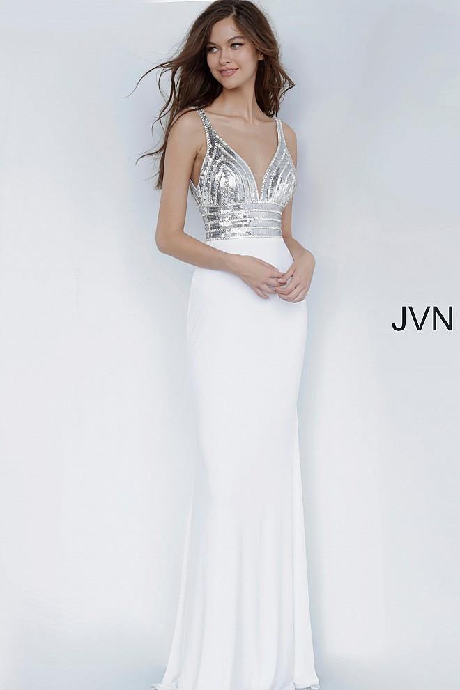 JVN By Jovani Prom Long Formal Dress JVN4240 Ivory - The Dress Outlet Jovani