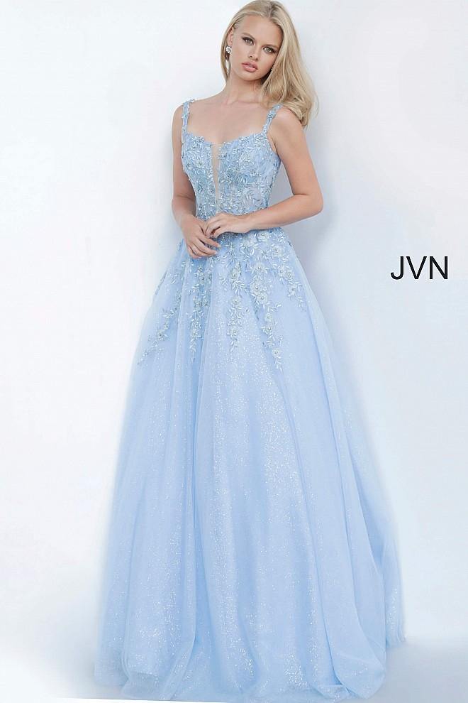 JVN By Jovani Long Prom Ball Gown JVN4271 Sky Blue - The Dress Outlet Jovani