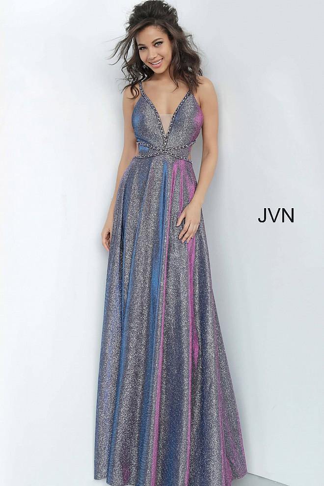 JVN By Jovani Long Formal Prom Dress JVN4280 Purple - The Dress Outlet Jovani
