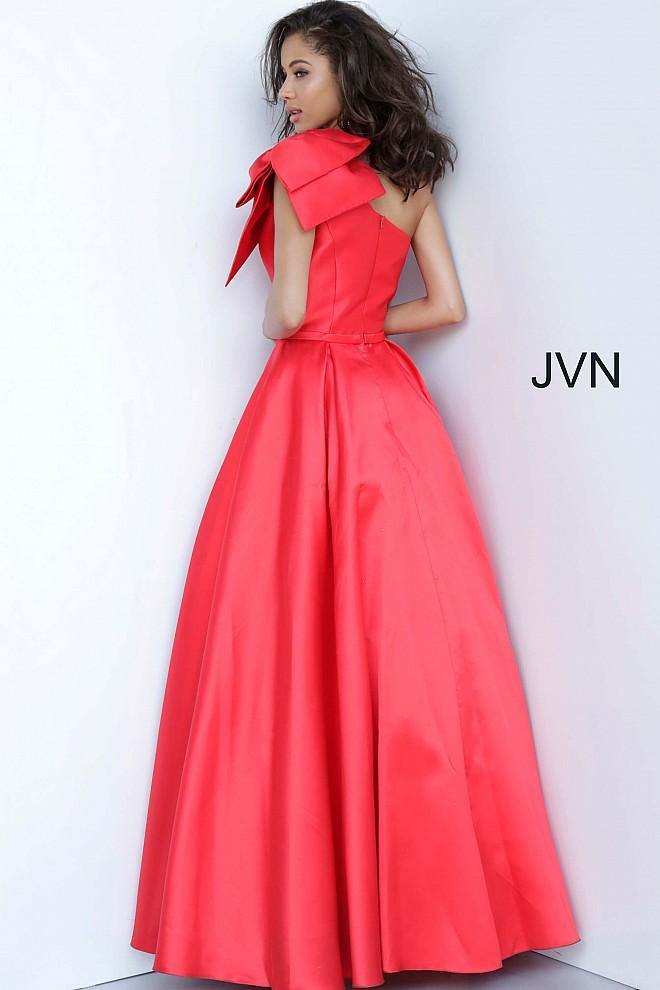 JVN By Jovani One Shoulder Prom Gown JVN4355 Red - The Dress Outlet Jovani