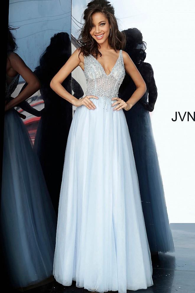 JVN By Jovani Long Prom Gown JVN4379 Perriwinkle - The Dress Outlet Jovani