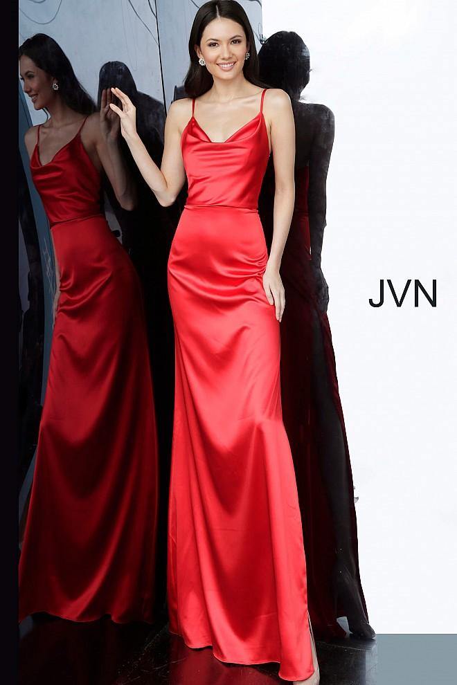 JVN By Jovani Long Sexy Prom Dress JVN4390 Red - The Dress Outlet Jovani