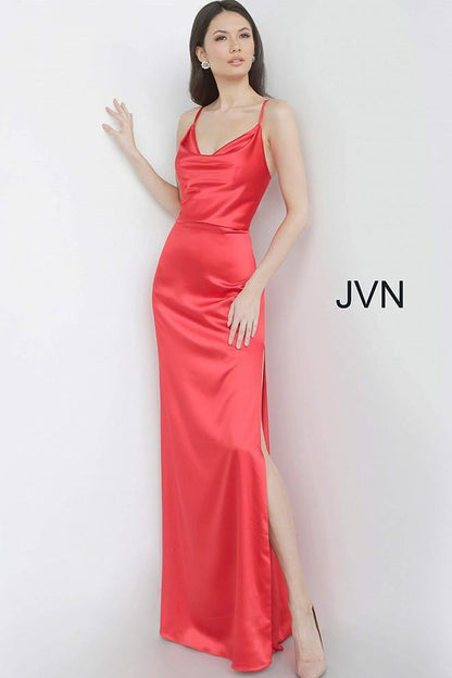 JVN By Jovani Long Sexy Prom Dress JVN4390 Red - The Dress Outlet Jovani