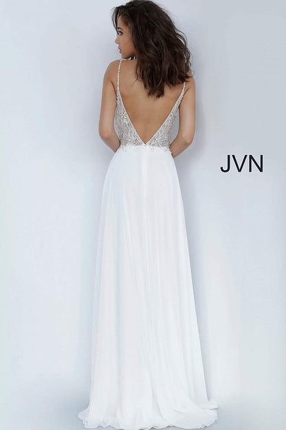 JVN By Jovani Wedding Long Dress JVN4395 Off White - The Dress Outlet Jovani