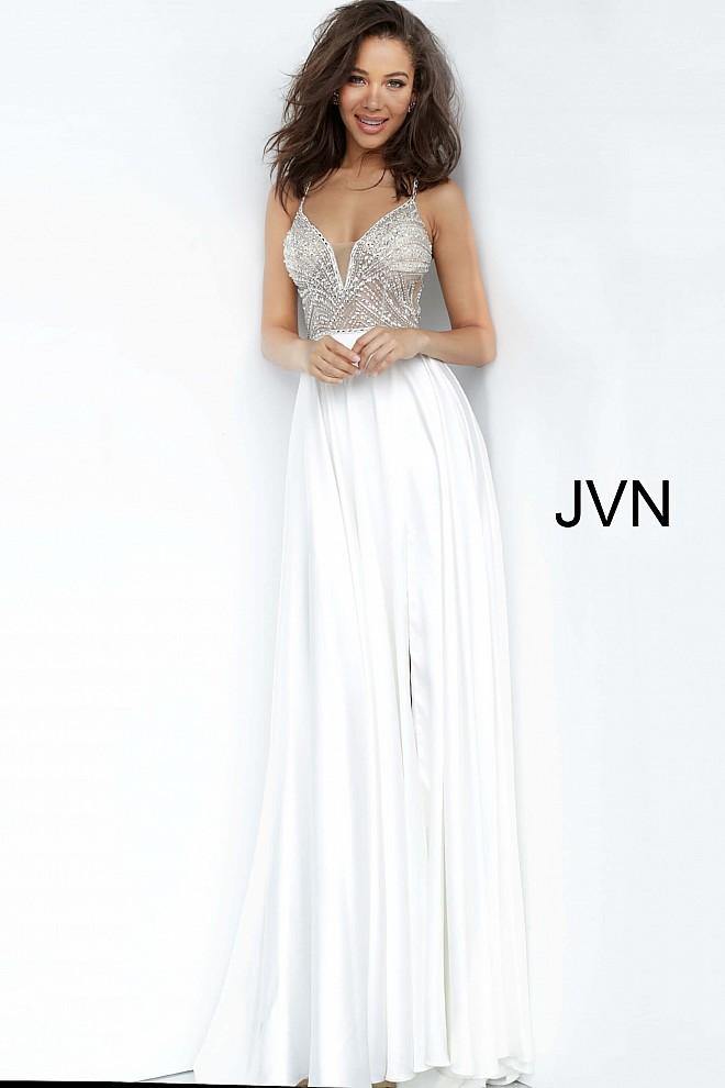 JVN By Jovani Sexy Prom Long Gown JVN4405 Off White - The Dress Outlet Jovani