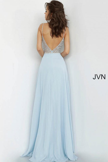 JVN By Jovani Long Prom Gown JVN4410 Light Blue - The Dress Outlet Jovani