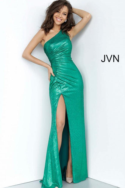 JVN By Jovani Long Formal One Shoulder Prom Gown JVN4734 - The Dress Outlet Jovani