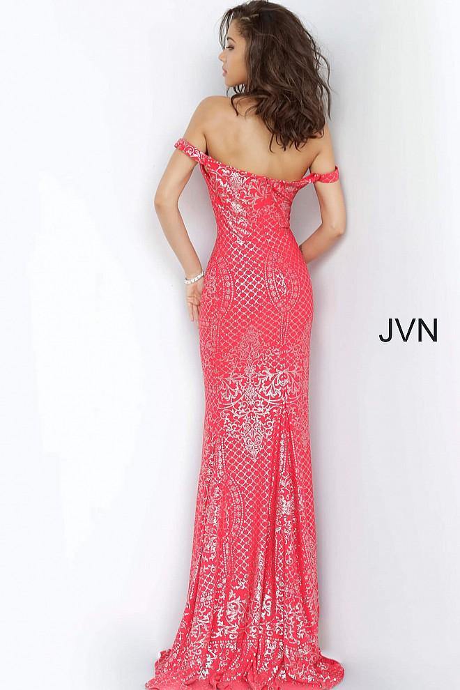 JVN By Jovani Long Fitted Prom Gown JVN60139 Red - The Dress Outlet Jovani