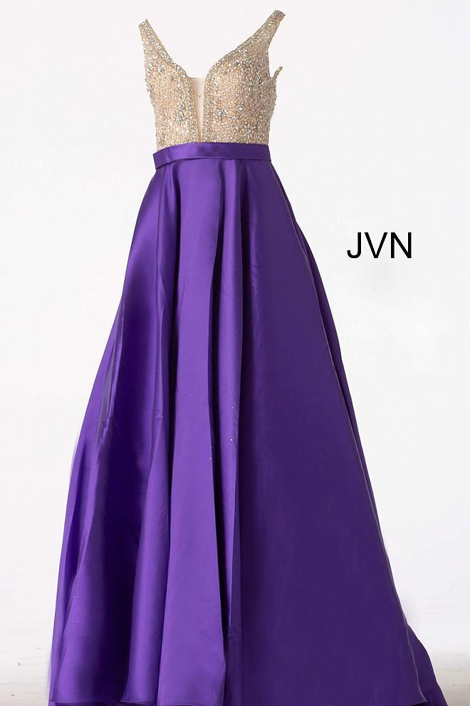 JVN By Jovani Long Beaded A Line Prom Ball Gown JVN60696 - The Dress Outlet Jovani