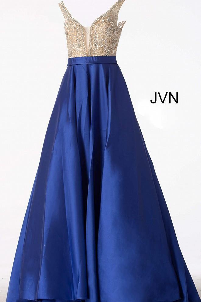 JVN By Jovani Long Beaded A Line Prom Ball Gown JVN60696 - The Dress Outlet Jovani