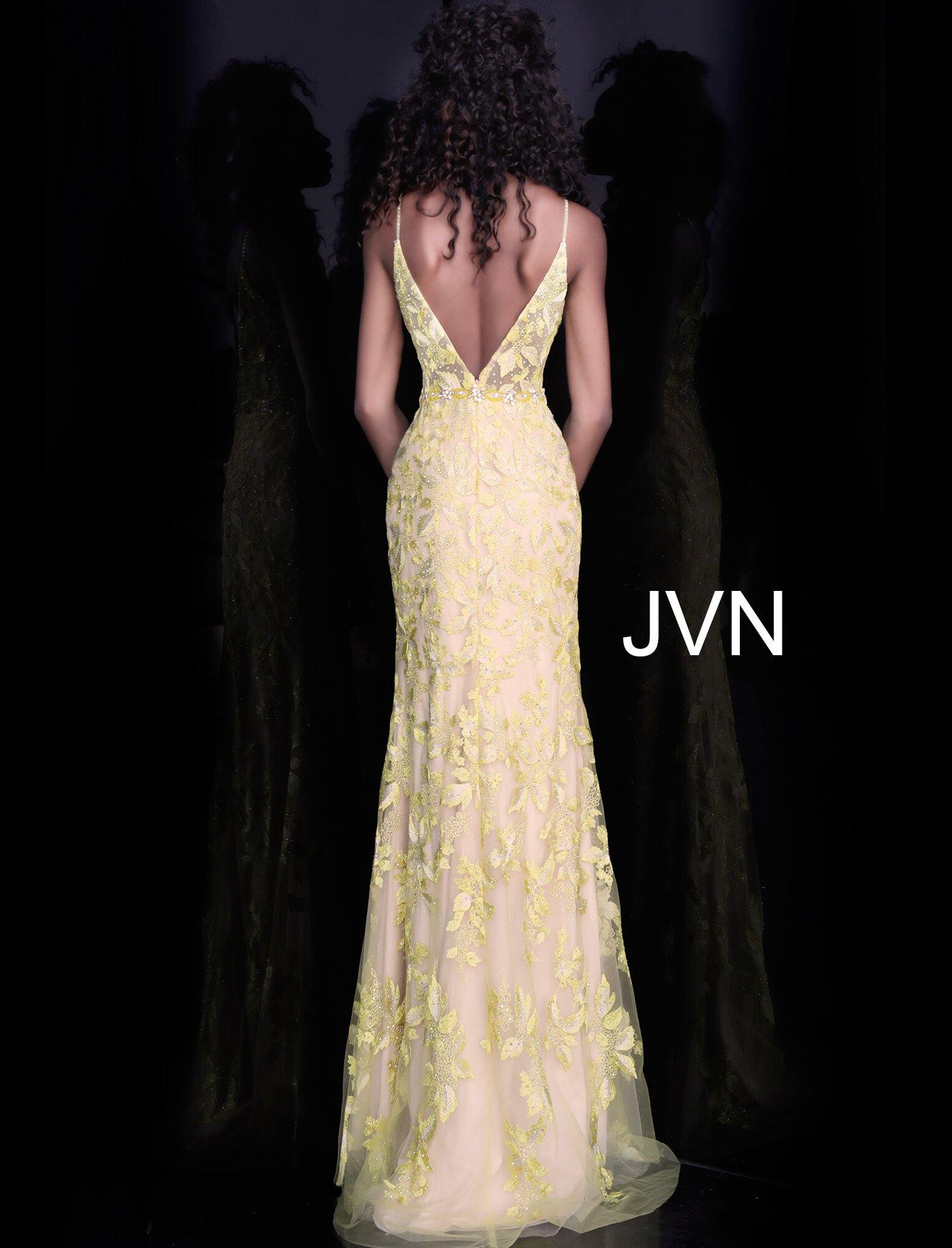 JVN By Jovani Spaghetti Straps Prom Lace Dress JVN62330 - The Dress Outlet Jovani