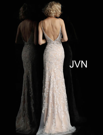 JVN By Jovani Spaghetti Straps Prom Lace Dress JVN62330 - The Dress Outlet Jovani