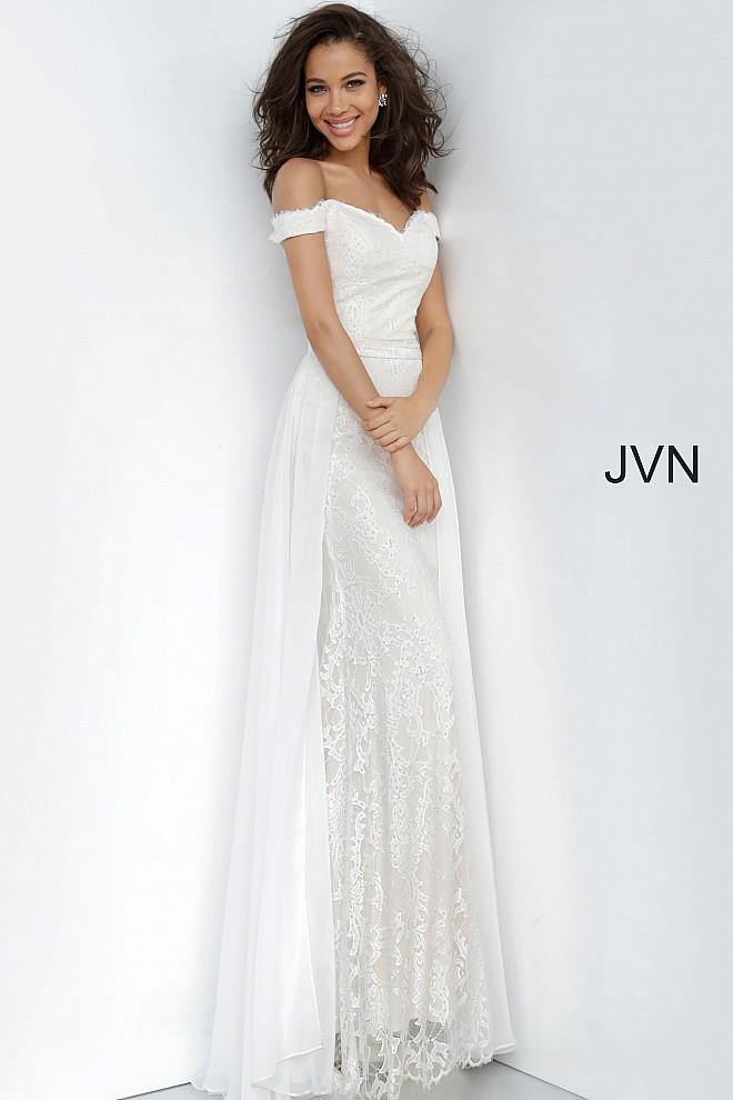 JVN By Jovani Off the Shoulder Lace Prom Dress JVN62489 - The Dress Outlet Jovani
