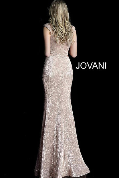 JVN By Jovani Long Cap Sleeve Fitted Prom Dress JVN62499 - The Dress Outlet Jovani