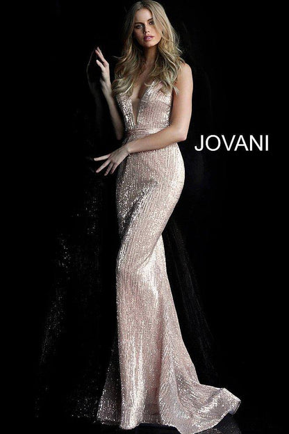 JVN By Jovani Long Prom Gown JVN62507 Champagne - The Dress Outlet Jovani