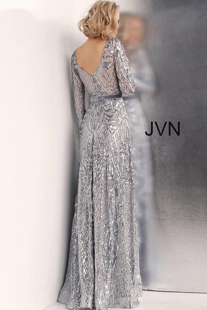 JVN by Jovani Long Sleeve Embellished Prom Long Gown JVN62711 - The Dress Outlet Jovani