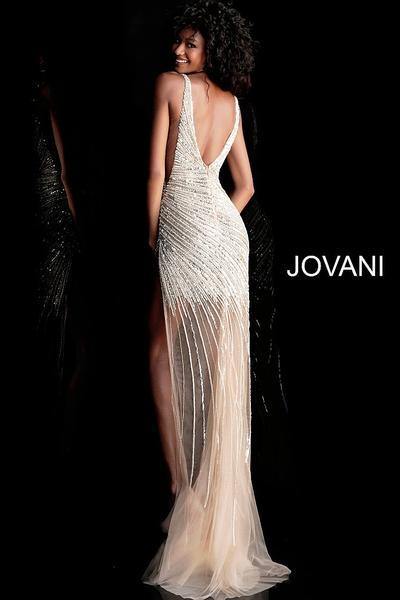 JVN By Jovani Sleeveless V-Neck Open Back Long Dress JVN63405 - The Dress Outlet Jovani