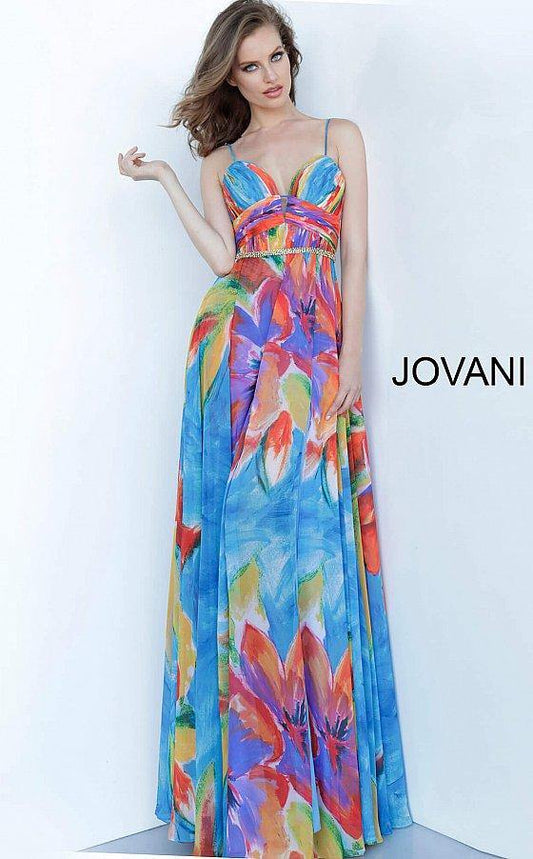 JVN By Jovani Long Floral Print Prom Gown JVN65613 - The Dress Outlet Jovani