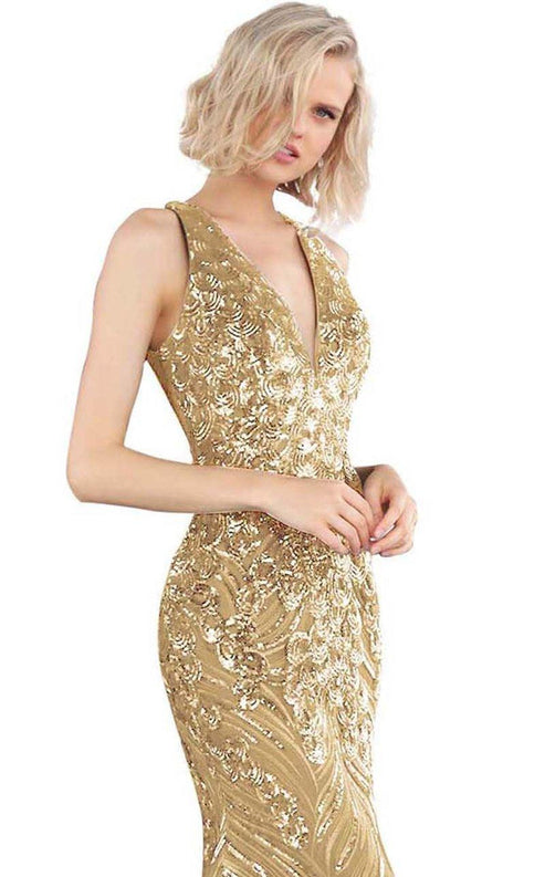 Gold Jovani 66261 Long Sleeveless Formal Prom Dress for $275.99 – The ...