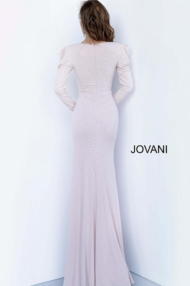 JVN By Jovani Long Formal Prom Dress JVN66323 Blush - The Dress Outlet Jovani