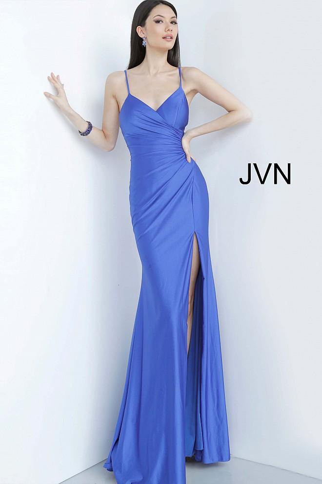 JVN By Jovani Long Formal Prom Dress JVN66714 Royal - The Dress Outlet Jovani