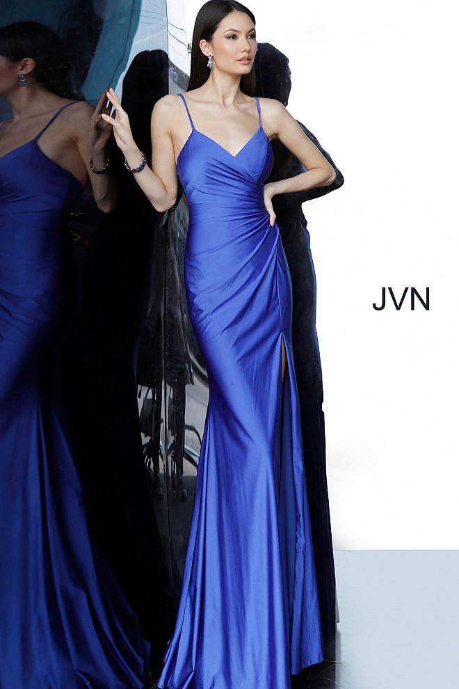 JVN By Jovani Long Formal Prom Dress JVN66714 Royal - The Dress Outlet Jovani