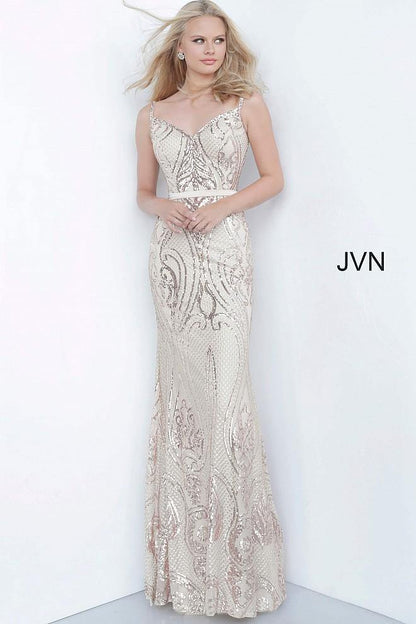 JVN By Jovani Long Spaghetti Straps Dress JVN66960 - The Dress Outlet Jovani